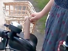 Asian teen sweeties getting twats all wet while riding the bike