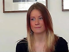 A pretty hungarian girl with tight fit body does a casting