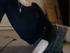 Super cute very skinny tgirl chatting and masturbating her cock