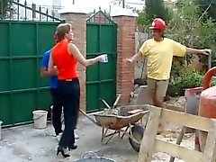 Two construction workers fuck an english housewife