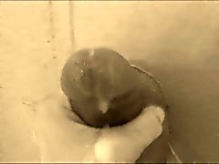 homemade gloryhole handjob with big cumshot