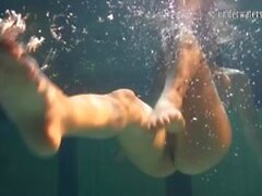 Cute Siskina and Polcharova Strip Nude Underwater