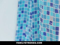 FamilyStrokes Blonde Milf Fucks StepSon In Shower