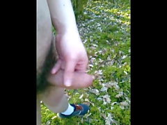 Me masturbation and cum in forest and near road compilation