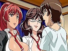 Three huge titted hentai babes fucked by guy