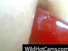 Girl plays with asshole - anal toys insertion - cap from wildhotcams