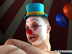 Fat 3d cartoon clown fucking a hot studs butt bareback