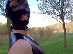 Exhibitionist public masturbating, public latex, outdoor masturbation