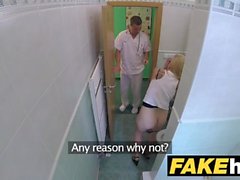 Fake Hospital Petite blonde Czech patient health test ends with hot wet sex