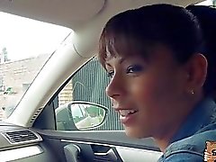 Stranded teen Isabella Christyn at the car hood got banged