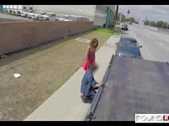 Tow Truck - Brunette cheats on bf for a tow