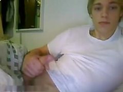 Danish Cute Blond Boy And Play Dick With Cum Splashing In Bed
