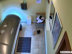 Blonde Teen Cought on Hidden Cam in Public Solarium