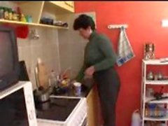 Mom and son in kitchen