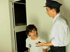 Naughty twink Latino bound and fucked by uniformed policeman