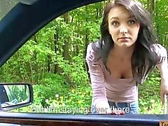 Tight hitchhiking teen Belle Claire fucked in a car