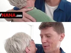 Step-grandson Accidentally Catches His Step-nana Masturbating Wildly With A Huge Sex Toy - PervNana