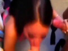 Double blowjob from beautiful girl