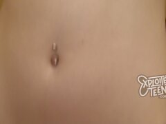 Petite 18 yr old blonde with nice tits sucks a fat cock
