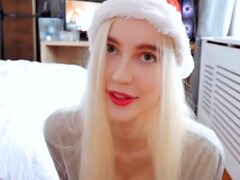 Gorgeous blonde gives her boyfriend a special present
