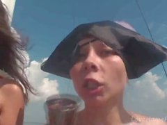 Hot pirate girls enjoy pleasuring each other's vaginas
