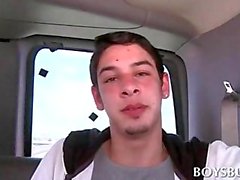 Brunette aroused teen picked up for gay sex in the boys bus