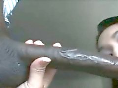 Interracial blowjob! Asian sucks black cock