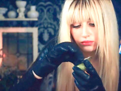 Satin gloves, leather