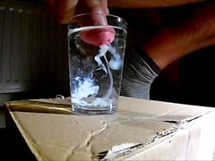Shooting cum in a glass of water
