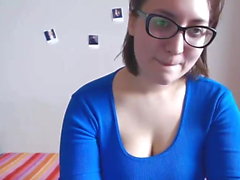 sexy brunette in glasses webcam