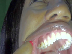 Teeth fetish, ebony pissing, mouth vore fetish