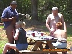 Sexy Two Grannies Have a Hot Picnic Orgy