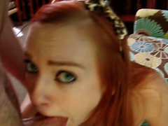 Horny redhead devours his rock-solid cock in POV
