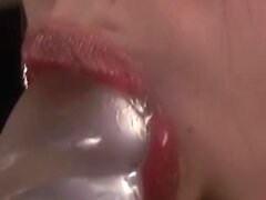 Pigtailed asian girl gives pov blowjob